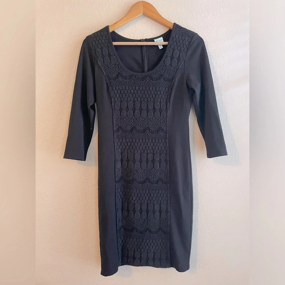 Tracy Reese Black Crochet Lace Panel Dress